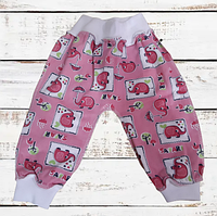 Штанці ясельні з манжетом "Євро" (рожеві зі слониками), начіс