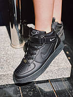 Кросівки Nike Air Force High / Зручні чорні форси демі