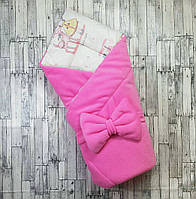 Детский флисовый плед-конверт на выписку/прогулку розовый