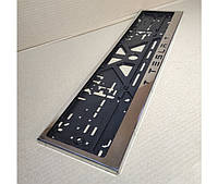Рамка номерного знака из нержавеющей стали с надписью TESLA (1 шт). Рамка номера из нержавейки ТЕСЛА