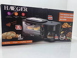 Багатофункціональна машина для сніданку тостер, духовка, кавник Haeger 5308