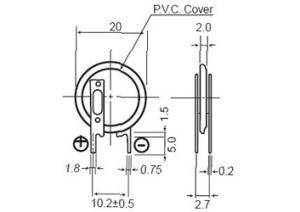 Акумулятор дисковий літієвий Panasonic VL2020-1VCE (BMW), 3V, 20 mAh з виведеннями вертикально, фото 3