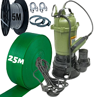 Фекальний насос Wisla QDA 1,1 чавунний корпус з подрібнювачем Польща+ПОДАРУНОК шланг 25м+трос 5м+хомути+затискачі