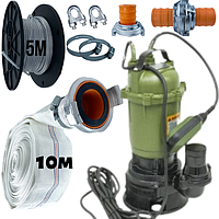 Фекальний насос Wisla QDA 1,1 чуговий корпус з подрібнечем Польща+шланг 10м+Гайка+трос 5м+хомути+затискачі