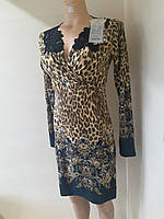Нарядное Кружевное Платье женское тигровое трикотаж вискоза р.42 44 S