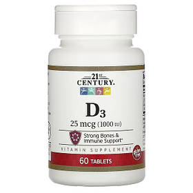 Вітамін Д3 (Vitamin D3) 25 мкг (1000 МО) 21st Century 60 таблеток