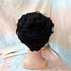 Перука коротка кучерява з натурального волосся чорна 561HH-1В, фото 3