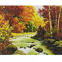 Алмазная вышивка "Осенний лес на берегу реки " город пейзаж улица полная выкладка мозаика 5d наборы 30х40 см