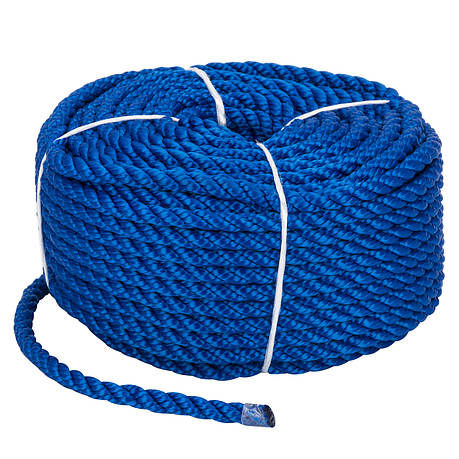 Веревка Polyester 3 strand rope 6mm*30m blue, фото 1