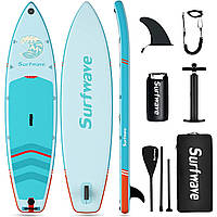 Надувная SUP доска Hiwo Surfwave light green, светло зеленый 10.8