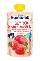 Пюре фруктове пауч яблуко з полуницею Hamanek, 120г