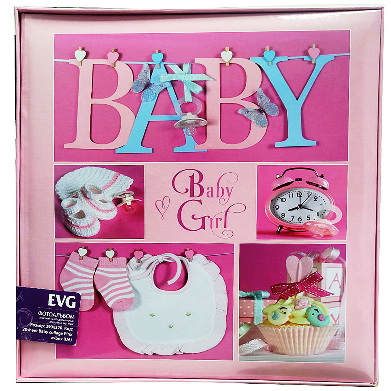 Фотоальбом детский "BABY - картинка" розовый ,для новорожденного, с анкетой на укр. 20 магнитных страниц - фото 2 - id-p1651615948