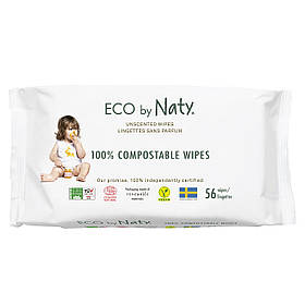 Органічні вологі серветки ECO by Naty без запаху 56 шт.