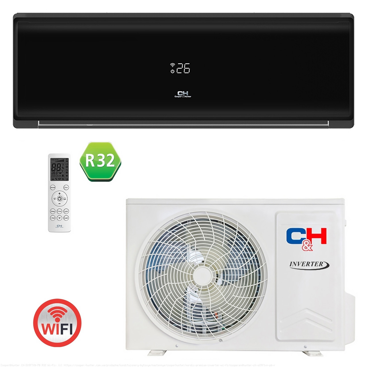 Кондиціонер Cooper&Hunter CH-S12FTXN-PB NORDIC PREMIUM BLACK R32