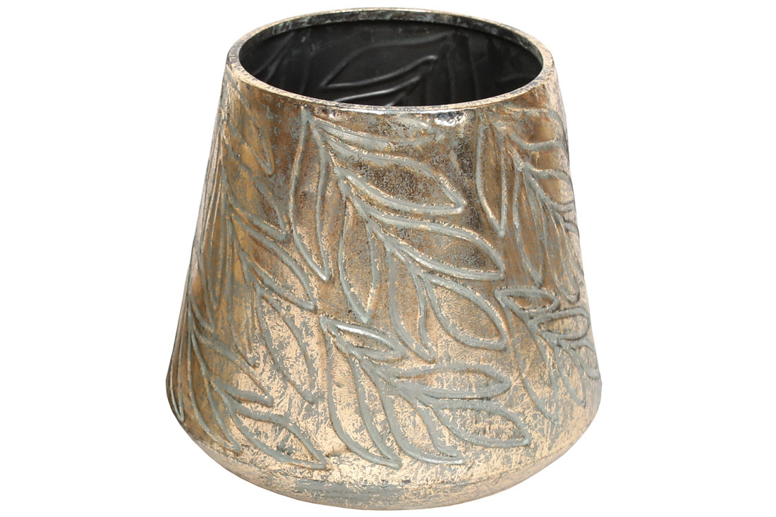 Кашпо металеве з візерунком Листя 24см, фото 1