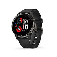 Смарт-годинник Garmin Venu 2 Plus Slate Stainless Steel Bezel with Black Case and Silicone Band (010-02496-11)