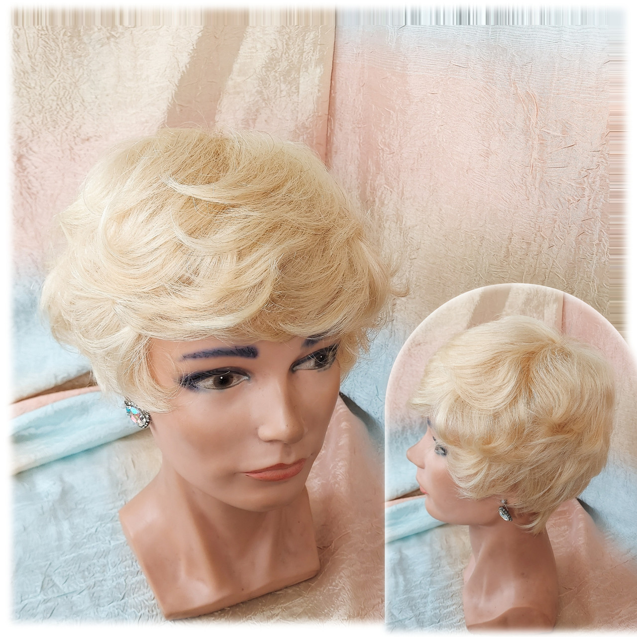 Перука коротка із натурального волосся блонд 0701 HH-613, фото 1