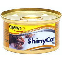 Консервы Gimpet ShinyCat с тунцом, креветками и мальт для котов 70 гр.