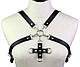Портупея зі штучної шкіри з фіксатором Women's PU Leather Chest Harness Caged Bra GREY, фото 3
