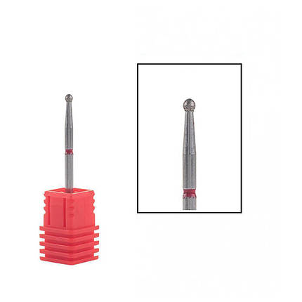 Фріза діамантова Nail Drill "Шарик" 001 021R діаметр 2,1 мм червона, фото 1