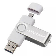 Флешка Jaster 64 Gb 2,0 OTG USB - Micro USB Flash Drive флеш-накопитель ,двухсторонняя флешка Белый