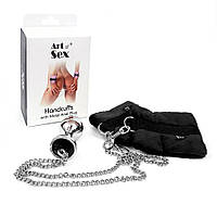 Наручники з металевим анальним трафіком Art of Sex Handcuffs with Metal Anal Plug size M Black