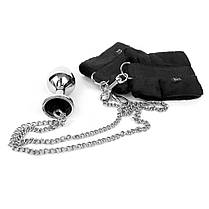 Наручники з металевим анальним трафіком Art of Sex Handcuffs with Metal Anal Plug size M Black, фото 4