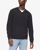 Чоловічий мериносовий светр Calvin Klein із суцільним V-подібним вирізом, чорний, розмір S