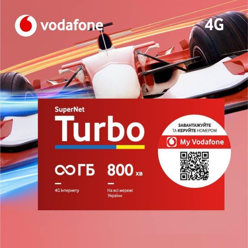 Стартовий пакет Vodafone SuperNet Turbo (Безліміт 250 грн/4тижні, включено в пакет), фото 1