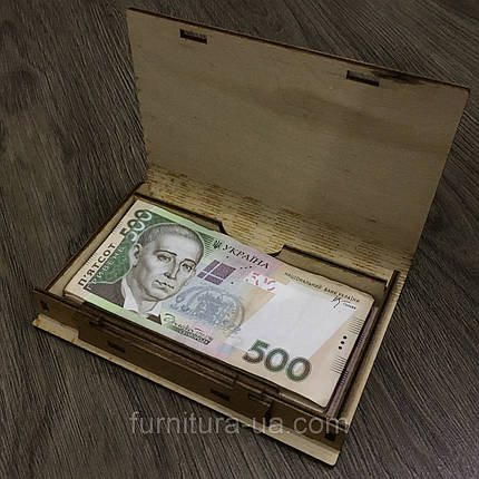 Скринька-купюрниця з фанери. Лакова. Колір "темне дерево". 12х17.5см, фото 2