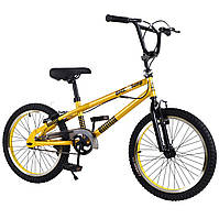 Велосипед двухколесный детский BMX 20 дюймов (подножка) Tilly T-22061 Желтый