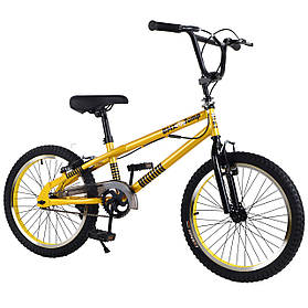 Велосипед двоколісний дитячий BMX 20 дюймів (підніжка) Tilly T-22061 Жовтий