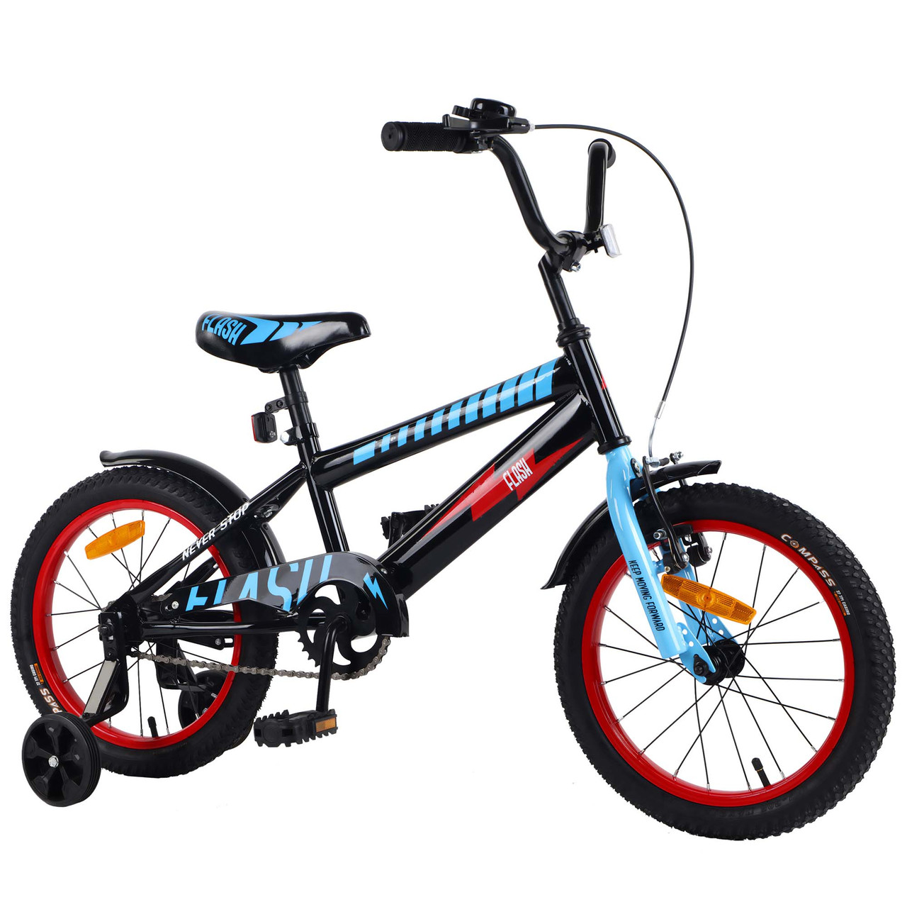 Велосипед двоколісний дитячий 16 дюймів (дзвінок, катафоти) Tilly FLASH T-216410 Синьо-Червоний