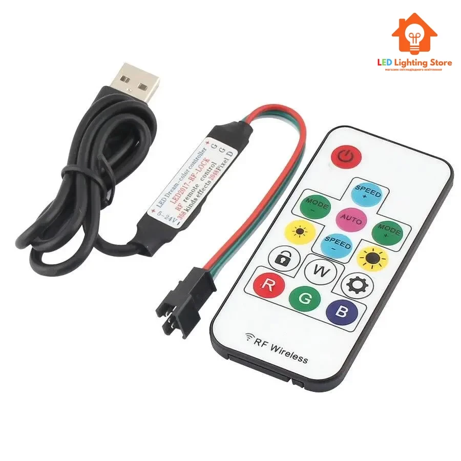 SPI Smart контролер SP104E, USB, 5V, RF пульт, до 1024 пікселів.