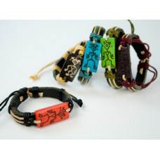 Браслет шкіряний із кольоровою кістю чоловічий, фото 1