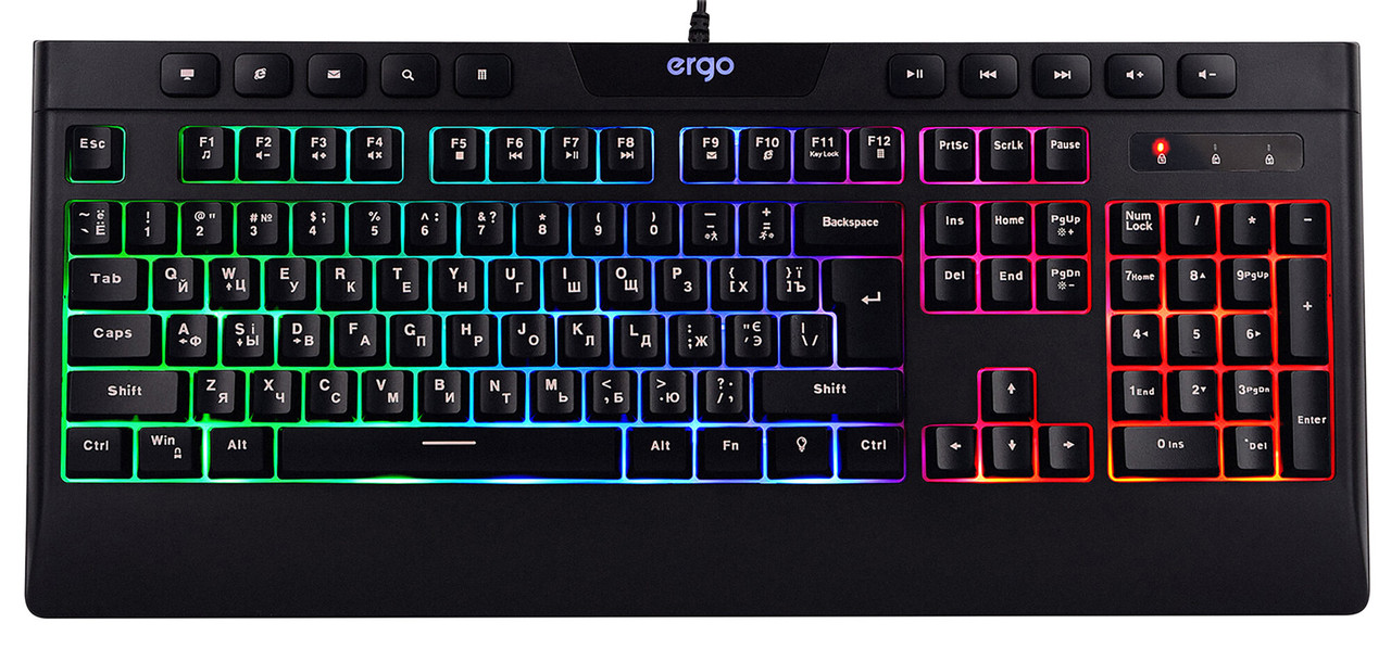 Клавіатура провідна ігрова ERGO KB-510 з підсвіткою Чорний