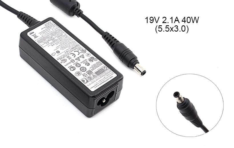 Блок живлення до ноутбука Samsung 19v 2.1a 40w 5.5x3.0 or 5.0x3.0mm (+pin) (Як оригінал) 1 день гар.