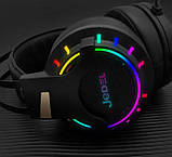 Ігрові навушники з мікрофоном JEDEL GH212 дротові з LED RGB-підсвіткою Black, фото 6