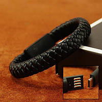 Кабель браслет шкіряний USB — Type-C плетений