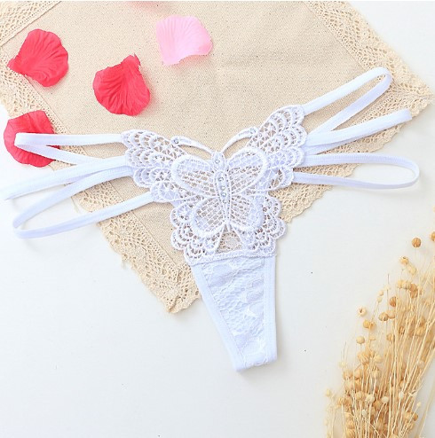 Стрінги з метеликом білі - розмір 42-44, по бокам резинка, фото 1