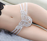 Стрінги з метеликом білі - розмір 42-44, по бокам резинка, фото 2