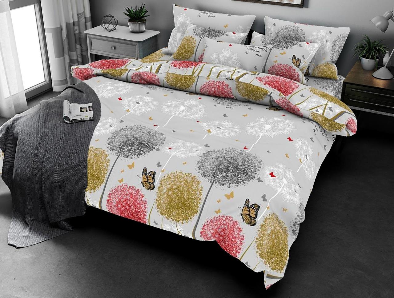 Евро розмір постільна білизна бязь «Яскраві одуванчики», фото 1