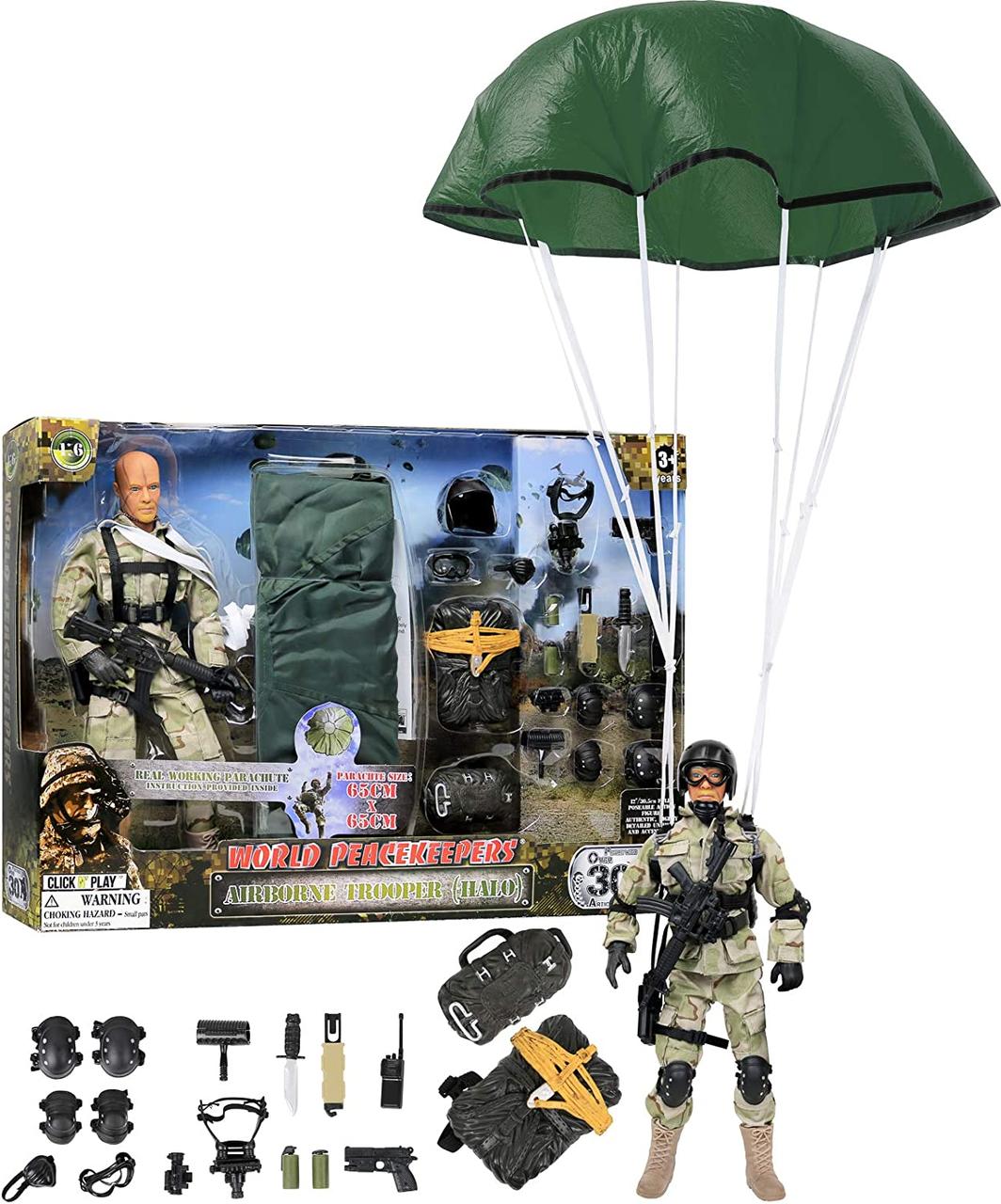 Ігровий набір лялька Військовий Солдатик Click N' Play Military Airborne Paratrooper