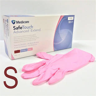 Рукавички нітрилові без пудри Medicom SafeTouch Advanced Extend Pink 3.6г. розмір S 100 шт/уп рожеві