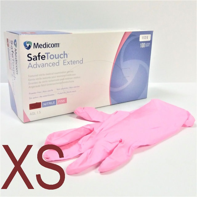 Рукавички нітрилові без пудри Medicom SafeTouch Advanced Extend Pink 3.6г. розмір XS 100 шт/уп рожеві