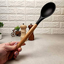 Кухонна силіконова ложка з дерев'яною ручкою 32*7.2 см