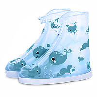 Детские резиновые бахилы Lesko Кит Blue на обувь от дождя 22.2 см защита от промокания для детей (K-265S)