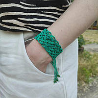 Женский браслет ручного плетения макраме "Coffee seeds" (зеленый)