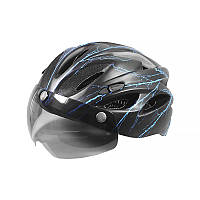 Шлем велосипедный Helmet 258 Black + Blue с регулировкой велошлем для велосипедистов защитный аксессуар