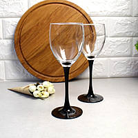 Набор бокалов для красного вина на чёрной ножке Люминарк Domino 250 мл 6 шт (H8169)